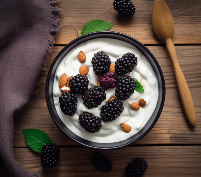 Greek Yogurt with Mixed Berries and a sprinkle of Chia Seeds